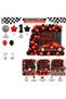 Red Black Race Car Birthday Set 50Pcs Balloon Happy Birthday Foil Balloon Checkerboard Themed Party Decoration Set Party Birthday Decoration Set - 3