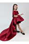 Burgundy Off Shoulder High-Low Dress - 3