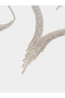 Silver Tone Rhinestone Embellished Y-Necklace Ring, Earrings and Bracelet Set - 6