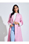 Pink Solid Double-Breasted Abaya with Contrast Cuff Sleeves - 3