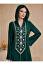Dark Green Embroidered Jalabiya with Hood - 3