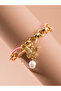 Gold Tone Butterfly and Pearl Charms Link Bracelet - 4