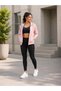 Black Solid Active Leggings with Logo Print - 5