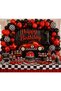 Red Black Race Car Birthday Set 50Pcs Balloon Happy Birthday Foil Balloon Checkerboard Themed Party Decoration Set Party Birthday Decoration Set