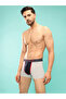Grey Color Block Logo Print Trunk Underwear - 4