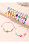 Pack of 12 - Multi-Color Floral Charm Beaded Bracelets