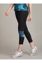 Black Printed Panel High-Rise Active Capri Leggings - 4