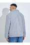 Grey Solid Classic Snap Button Workwear Jacket - 5