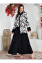Black Geometric Print Spliced Shirt Maxi Dress