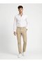 Khaki Solid Structured Trousers