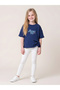 Girls Oversized T-Shirt with Chest Embroidery