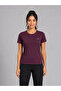 Burgundy Solid Short Sleeve Activewear T-shirt