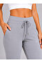 Grey Solid Flared Sweatpants with Drawstring Waist and Pockets - 5