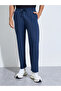 Men Navy Blue Plain Pintuck Joggers - 2