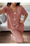 Dark Pink Contrast Trims Bow Details Shirt and Pants Pyjama Set