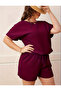 Plus Size Burgundy Waffle Knit T-Shirt and Short Pyjama Set - 4