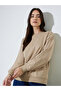 Beige Solid Oversize Pullover Sweatshirt - 3