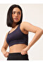 Navy Blue Solid Medium Impact Sports Bra with Removable Cup - 4