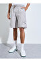 Grey Solid Drawstring Cargo Shorts