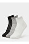 Pack of 3 - Multi-Color Ribbed Ankle Socks with Scalloped Trim