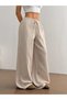 Beige Wide Leg Textured Pants - 4