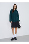 Dark Green Cable Knit Half-Zip Sweater - 2