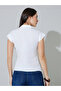 White Solid Asymmetric Hem Wrap Blouse - 5
