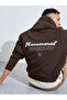 Brown Back Text Print Oversized Heavyweight Hoodie