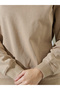 Beige Solid Oversize Pullover Sweatshirt - 4