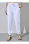 White Solid Wide Leg Tapered Joggers - 2