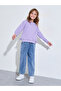 Girls Lilac Solid Side Bow Details Oversized Sweatshirt - 2