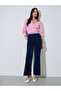 Navy Blue Solid Wide Leg Pocket Details Trousers - 3