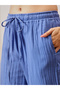 Navy Blue Textured Button Details Top and Pants Pyjama Set - 2