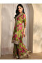 Green Printed Chinon Straight Kurta, Palazzo And Dupatta Set - 3