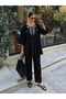Black Embroidered Choga Kurta and Pencil Pants Set