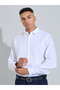 White Solid Textured Regular Fit Shirt