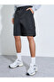Black Solid Drawstring Cargo Shorts