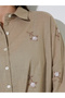 Beige Floral Embroidery Long Sleeves Shirt - 4