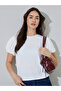 White Solid Puff Sleeve Regular Fit T-shirt - 3