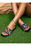 Black Embellished Flat Sandals - 3