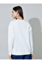 White Solid Oversize Pullover Sweatshirt - 5
