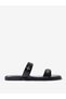 Black Double Strap Sandals with Metal Adornment - 3