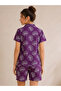 Dark Purple Seashell Print Shirt and Shorts Pyjama Set - 4
