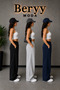 Winter Women's 3-Piece Black Gray Navy Blue Wide Cut Sweatpants Set - Stylish and Comfortable - 3