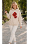 Women's Three Red Poppy Printed Hooded Casual Basic Sweatshirt with Kangaroo Pocket