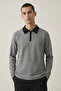 Men's Knitwear Slim Zip Smoked Polo Collar T-Shirt