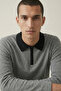 Men's Knitwear Slim Zip Smoked Polo Collar T-Shirt - 2