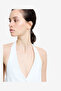 Women's Keller Cotton Twill Button-Down White Halterneck Top - 3