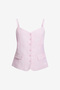 Women's Cooper Linen Tailored Button Front White Cami Top - 6