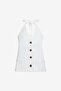 Women's Keller Cotton Twill Button-Down White Halterneck Top - 5